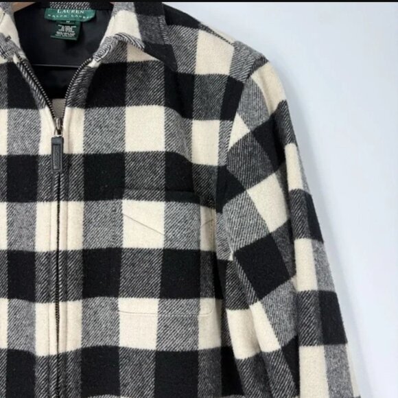 Ralph Lauren Buffalo Plaid Full Zip 100% Wool Flannel Shacket Jacket Medium M - Picture 2 of 8